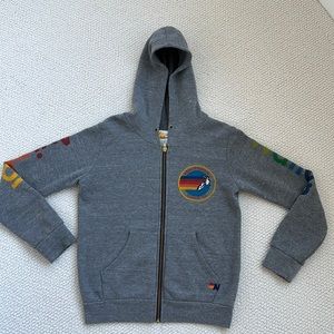 Aviator Nation Gray Zip up Hoodie Kids 14 Worn 1x